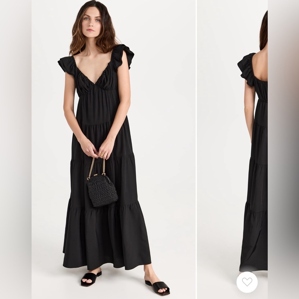 Black Ruffle Sleeve Maxi Dress
